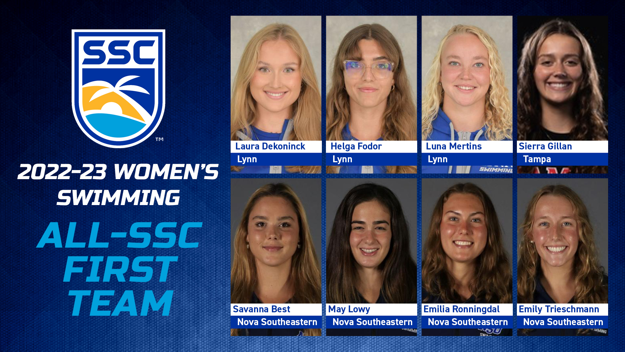 2022-23 First-Team All-SSC Women's Swimming